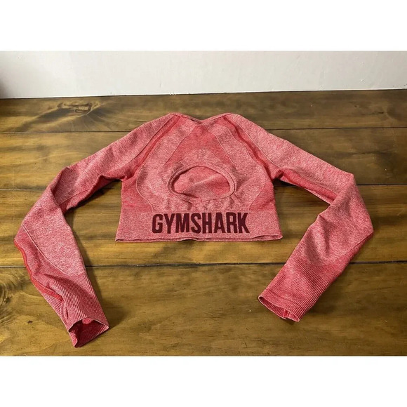 Gymshark Flex Sports Long Sleve Crop Top Size S Red Gym Training Sports Top - Picture 9 of 11